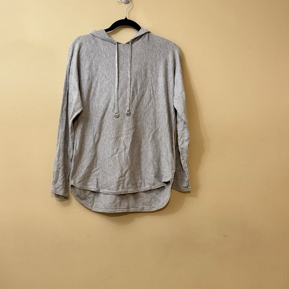 Quiet Luxury Athleisure Clean Girl Michael Kors Heather Grey Hooded Sweater M